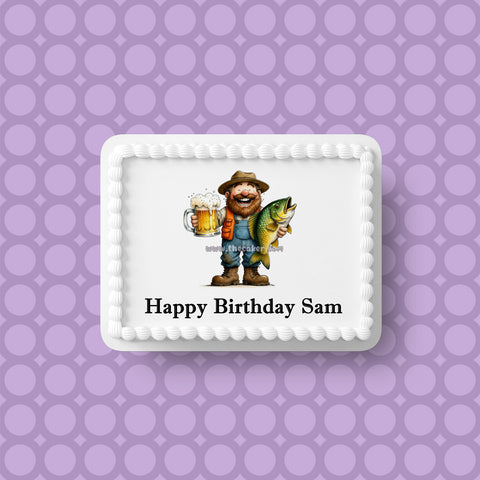 Fishing 05 Edible Icing Cake Topper or Ribbon