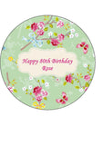 Edible Icing Cake Topper for ladies with pretty flowers 03