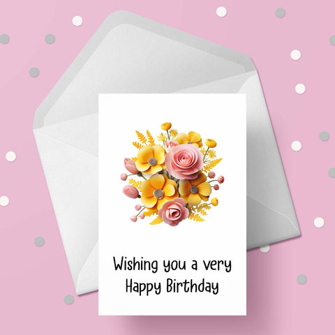Bouquet of Flowers Birthday Card 08
