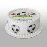Football Theme Edible Icing Cake Topper or Ribbon 01