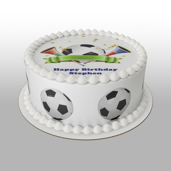 Football Theme Edible Icing Cake Topper or Ribbon 01