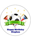 Football Theme Edible Icing Cake Topper or Ribbon 01