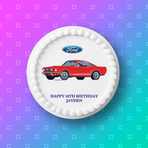 Ford Mustang Edible Icing Cake Topper or Ribbon