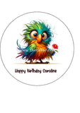 Funny Cute Bird 01 Edible Icing Cake Topper or Ribbon