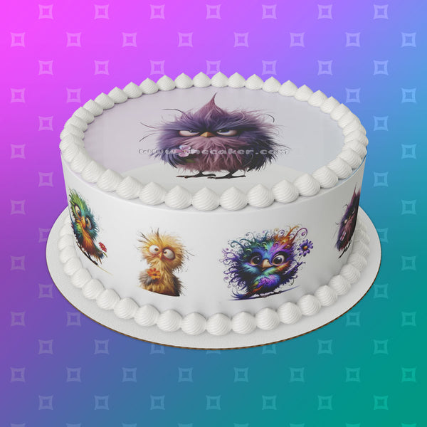 Funny Cute Bird 03 Edible Icing Cake Topper or Ribbon