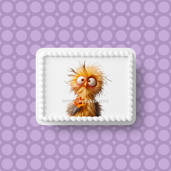 Funny Cute Bird 04 Edible Icing Cake Topper or Ribbon