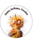 Funny Cute Bird 04 Edible Icing Cake Topper or Ribbon