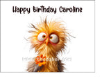 Funny Cute Bird 04 Edible Icing Cake Topper or Ribbon