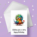 Funny Cute Bird 01 Birthday Card
