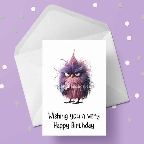 Funny Cute Bird 03 Birthday Card