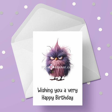 Funny Cute Bird 03 Birthday Card