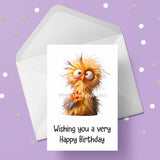 Funny Cute Bird 04 Birthday Card