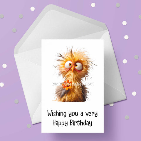 Funny Cute Bird 04 Birthday Card