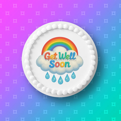 Get Well Soon 01 Edible Icing Cake Topper or Ribbon