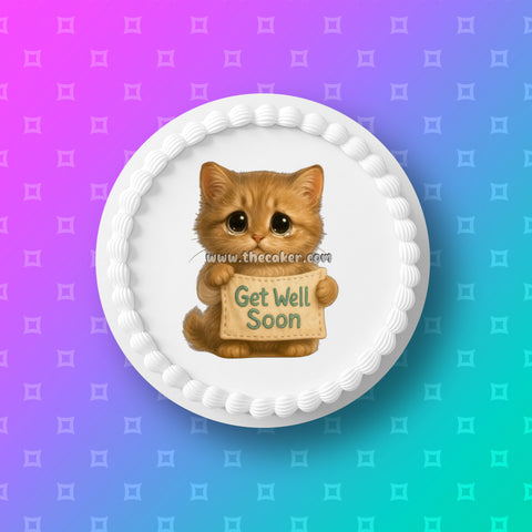 Get Well Soon 03 Edible Icing Cake Topper or Ribbon