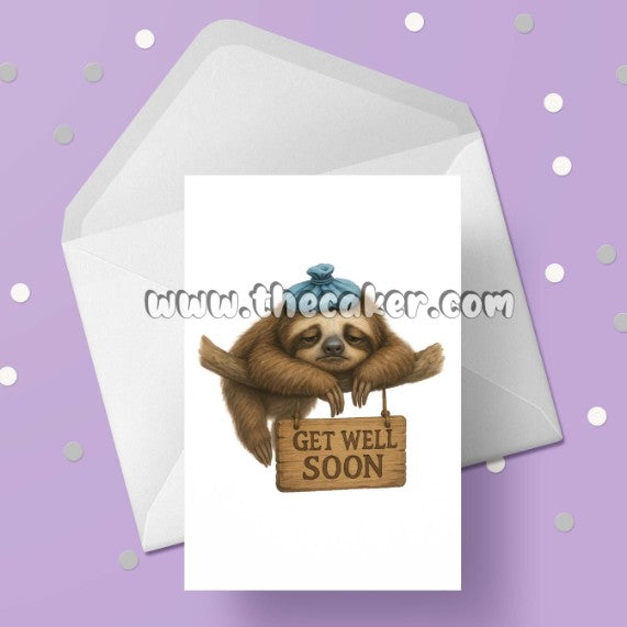 Get Well Soon Card 05 - Cute sick sloth