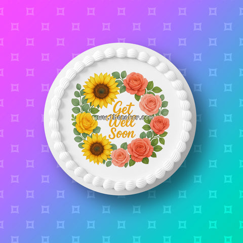 Get Well Soon 06 Edible Icing Cake Topper or Ribbon