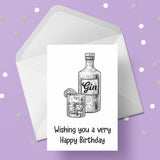 Gin Bottle & Glass 01 Edible Icing Cake Topper or Ribbon