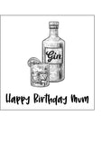 Gin Bottle & Glass 01 Edible Icing Cake Topper or Ribbon