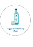 Gin Bottle & Glass 02 Edible Icing Cake Topper or Ribbon