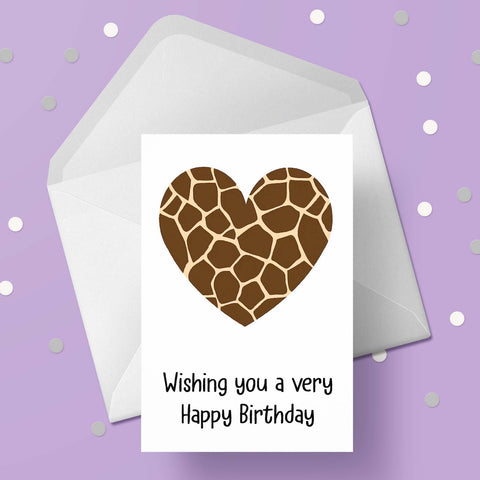 Giraffe Print Birthday Card