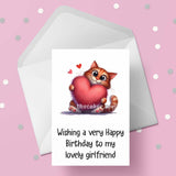 Birthday Card for Girlfriend 05 with cute cat