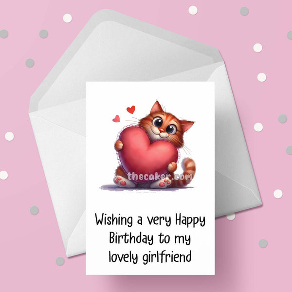 Birthday Card for Girlfriend 05 with cute cat