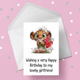 Birthday Card for Girlfriend 06 with cute lion cub