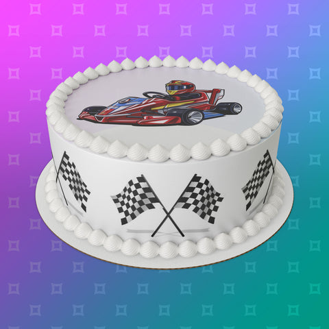 Go Kart 03 Edible Icing Cake Topper
