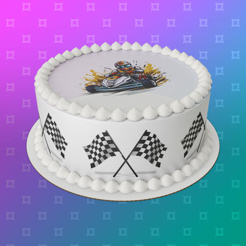 Go Kart 05 Edible Icing Cake Topper