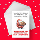 Christmas card for Gran & Grandad - Funny Santa & Family