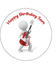 Guitar Player 03 Edible Icing Cake Topper or Ribbon