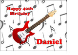 Red Guitar Edible Icing Cake Topper