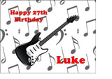 Black Guitar 01 Edible Icing Cake Topper or Ribbon