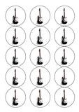 Black Guitar 02 Edible Icing Cake Topper or Ribbon
