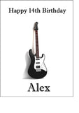 Black Guitar 02 Edible Icing Cake Topper or Ribbon