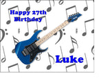 Blue Guitar Edible Icing Cake Topper or Ribbon