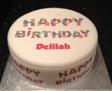 Happy Birthday Edible Icing Cake Topper or Ribbon 07 - Happy Birthday Words & Presents