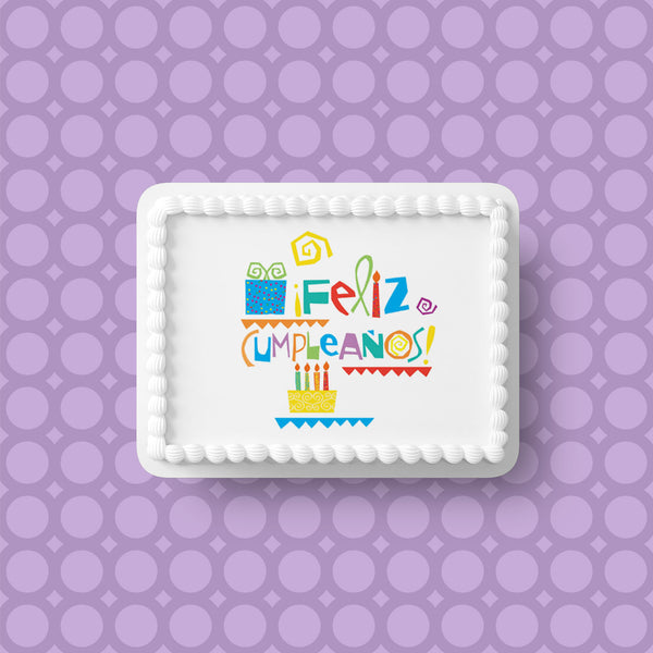Feliz Cumpleanos Edible Icing Cake Topper