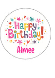Happy Birthday Edible Icing Cake Topper or Ribbon 01 - Happy Birthday Words
