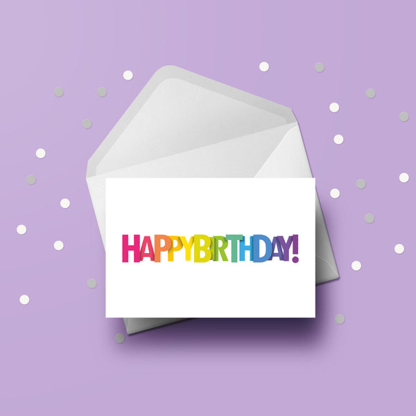 Happy Birthday Card 05 - Happy Birthday words Rainbow