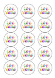 Happy Birthday Edible Icing Cake Topper or Ribbon 06 - Happy Birthday Words & Candles