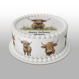Highland Cow 01 Edible Icing Cake Topper
