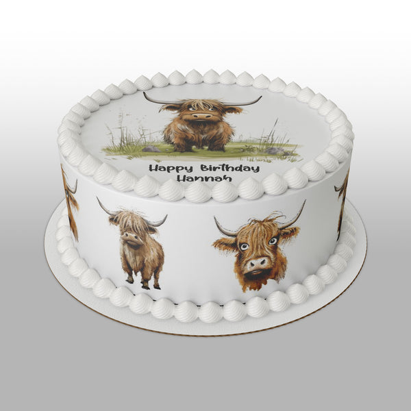 Highland Cow 01 Edible Icing Cake Topper