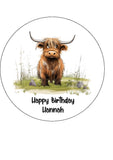 Highland Cow 01 Edible Icing Cake Topper