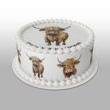 Highland Cow 06 Edible Icing Cake Topper
