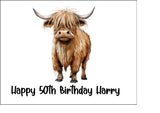 Highland Cow 06 Edible Icing Cake Topper