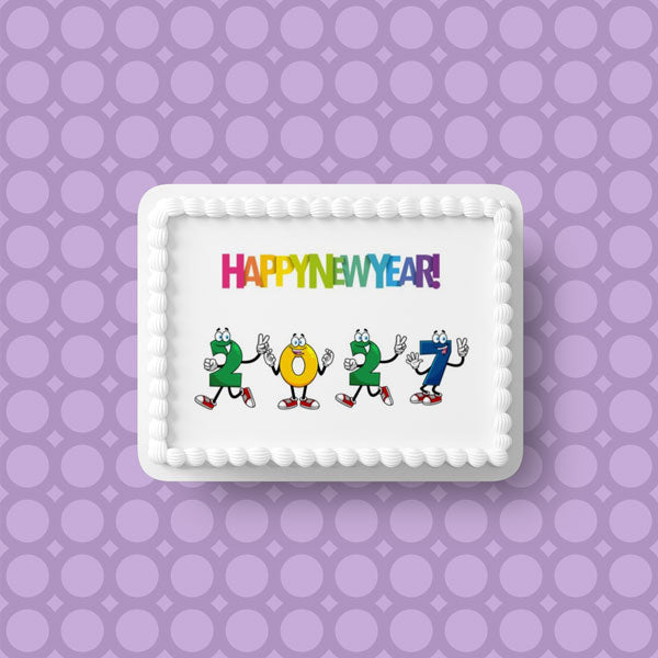2027 Happy New Year Edible Icing Cake Topper 05