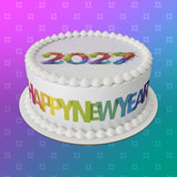 2027 Happy New Year Edible Icing Cake Topper 06