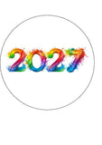 2027 Happy New Year Edible Icing Cake Topper 06